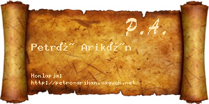 Petró Arikán névjegykártya